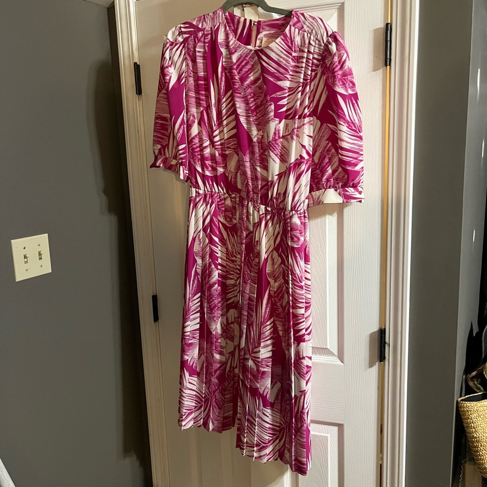 Pink Tropical Print Women's Dress